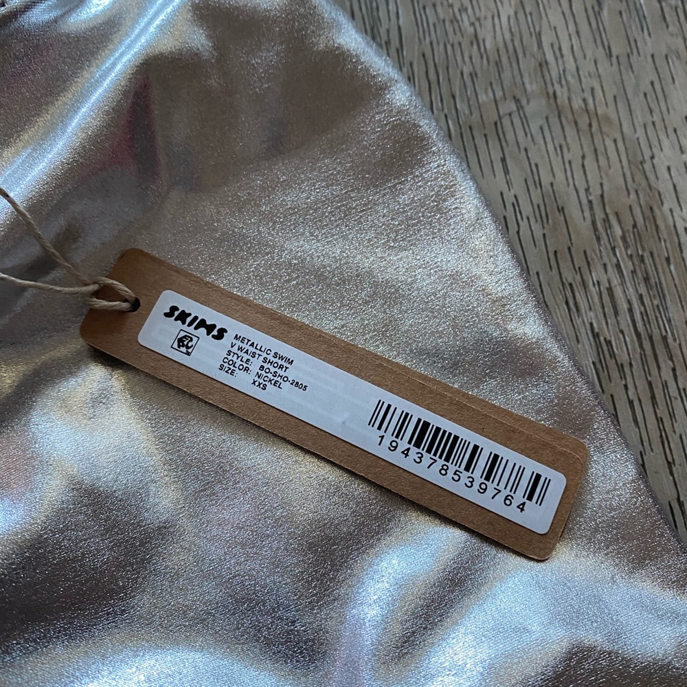 SKIMS Metallic Swim V waist shorts in Nickel NWT - Picture 6 of 8
